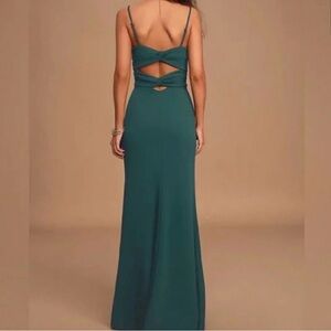 NWT Lulus moments of bliss green Twist-Back Spaghetti Strap Evening Dress